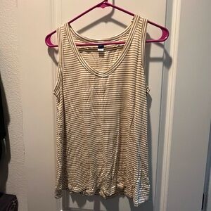 Old Navy white and tan striped tank size small